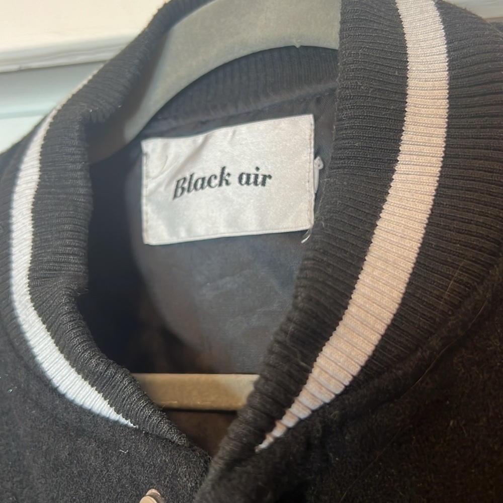 Aelfric Eden "Bone" PU Flocking Black Varsity Jacket Mens Size: Medium - Picture 5 of 9